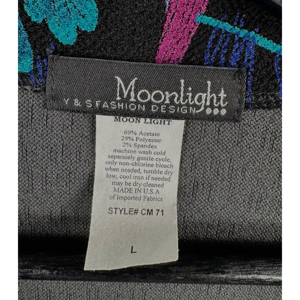 Moonlight Floral Trim Cardigan lagen artsy‎ sz  L Black pink boho floral